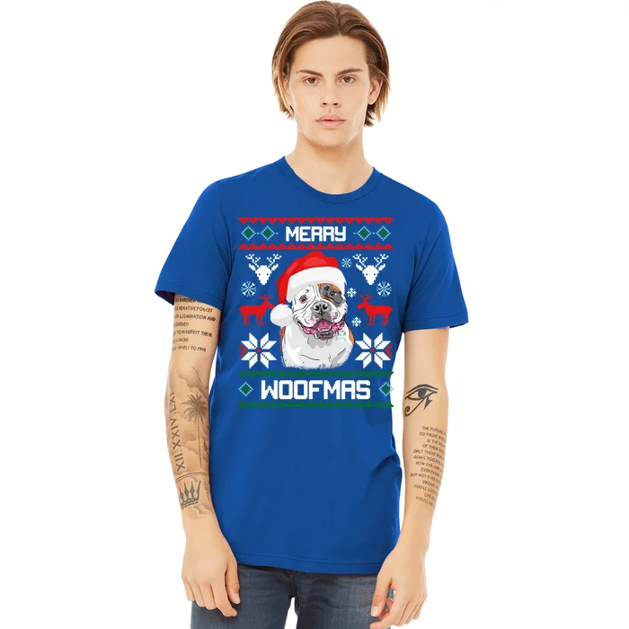 American Bulldog Gift For Merry Christmas Woofmas Xmas Gift Premium T-Shirt