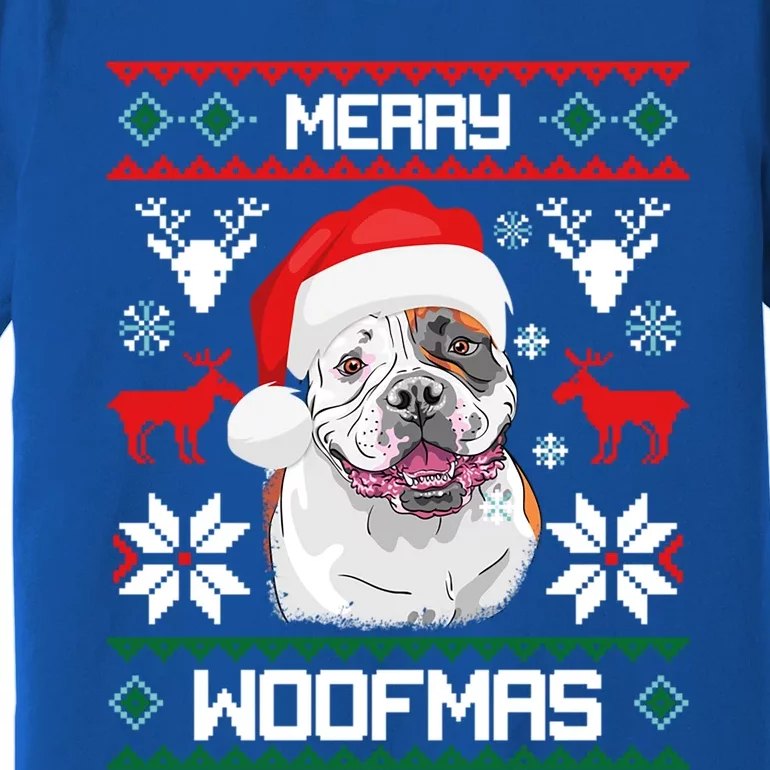 American Bulldog Gift For Merry Christmas Woofmas Xmas Gift Premium T-Shirt