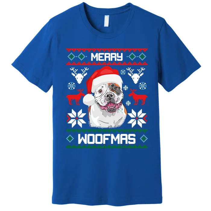 American Bulldog Gift For Merry Christmas Woofmas Xmas Gift Premium T-Shirt