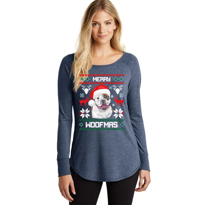 American Bulldog Gift For Merry Christmas Woofmas Xmas Gift Women's Perfect Tri Tunic Long Sleeve Shirt