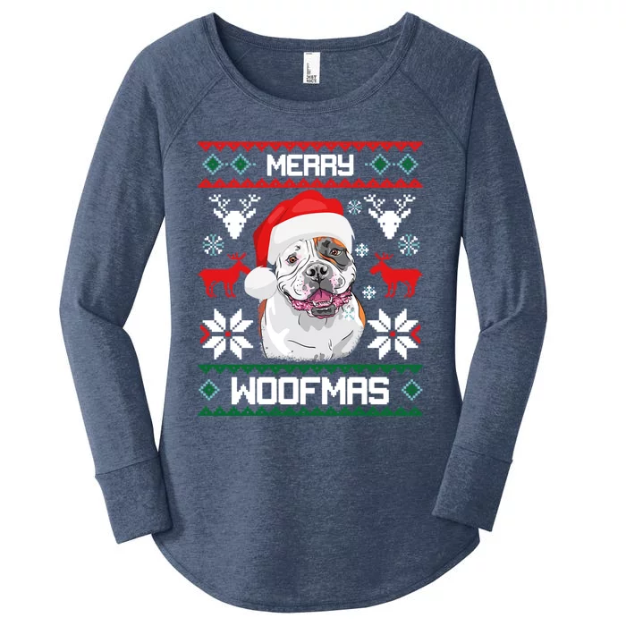 American Bulldog Gift For Merry Christmas Woofmas Xmas Gift Women's Perfect Tri Tunic Long Sleeve Shirt