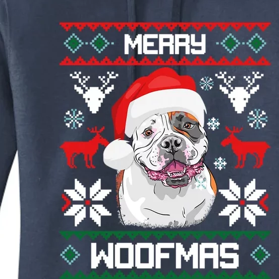 American Bulldog Gift For Merry Christmas Woofmas Xmas Gift Women's Pullover Hoodie