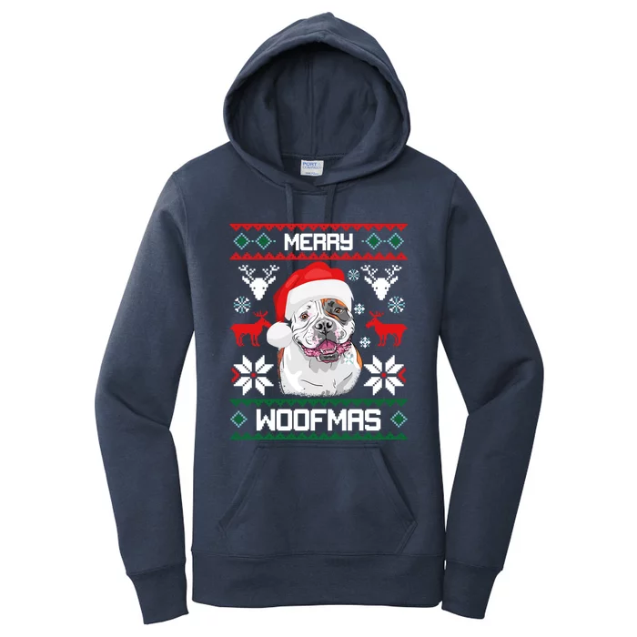 American Bulldog Gift For Merry Christmas Woofmas Xmas Gift Women's Pullover Hoodie