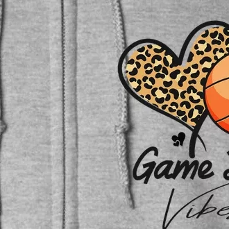 America Basketball Game Day Vibes Basketball Mom Leopard Full Zip Hoodie