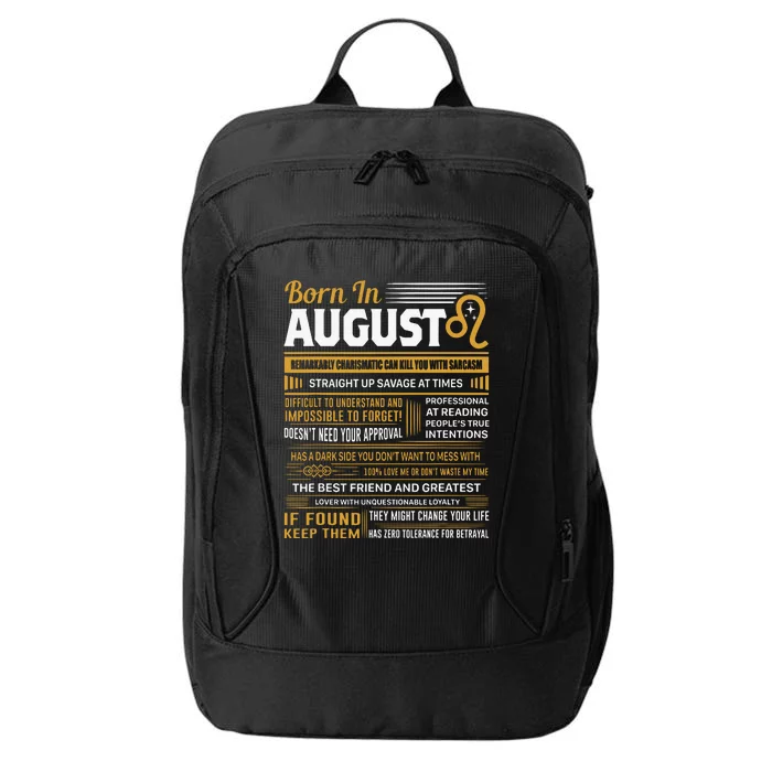 August Birthday Gifts Born In August Leo City Backpack