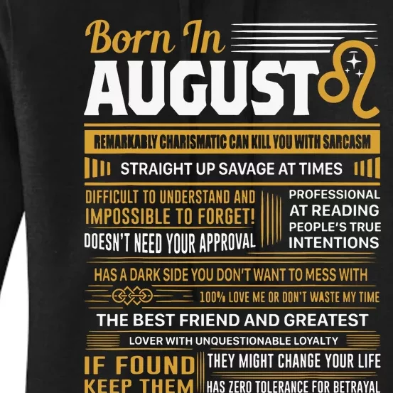 August Birthday Gifts Born In August Leo Women's Pullover Hoodie