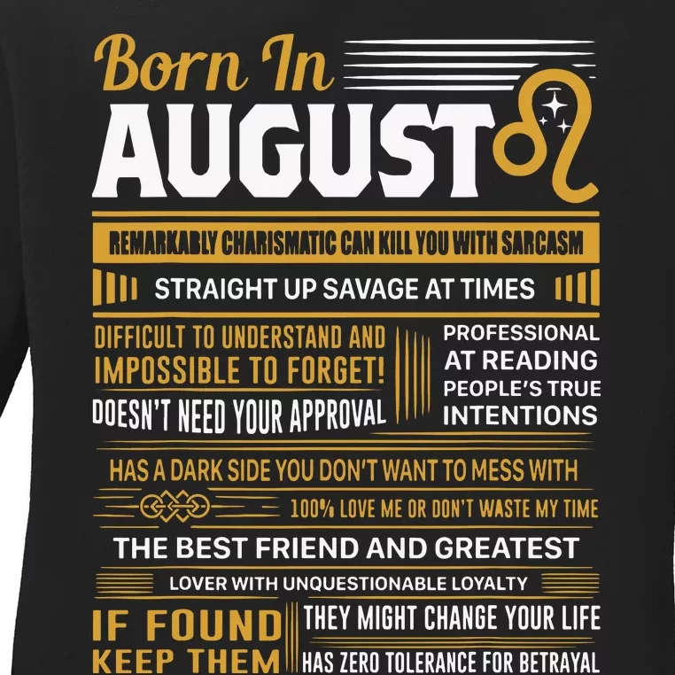 August Birthday Gifts Born In August Leo Ladies Long Sleeve Shirt