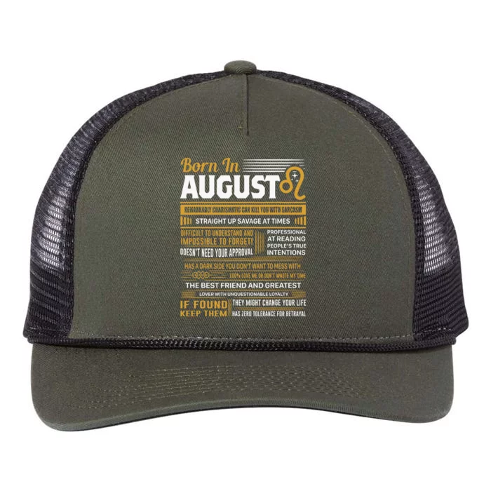 August Birthday Gifts Born In August Leo Retro Rope Trucker Hat Cap