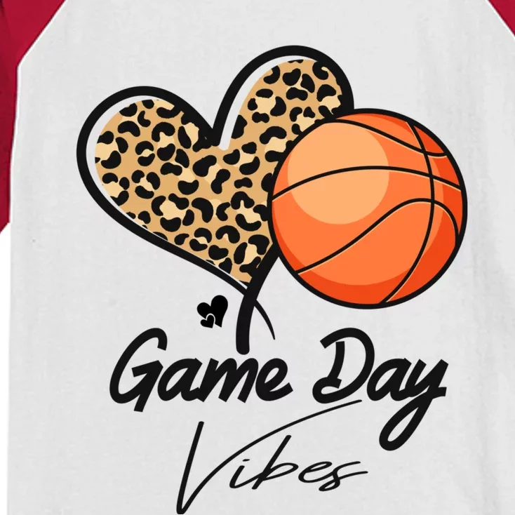 America Basketball Game Day Vibes Basketball Mom Leopard Kids Colorblock Raglan Jersey