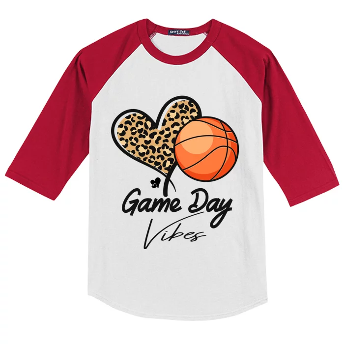 America Basketball Game Day Vibes Basketball Mom Leopard Kids Colorblock Raglan Jersey