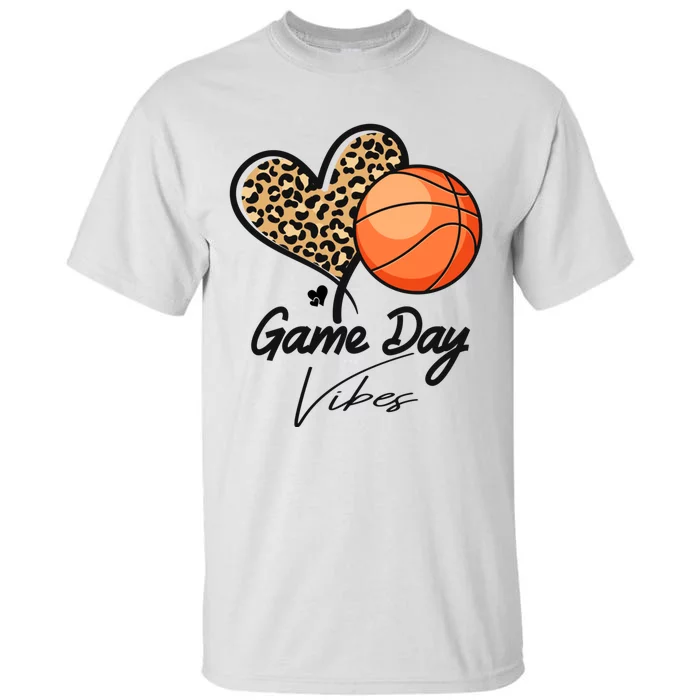 America Basketball Game Day Vibes Basketball Mom Leopard Tall T-Shirt