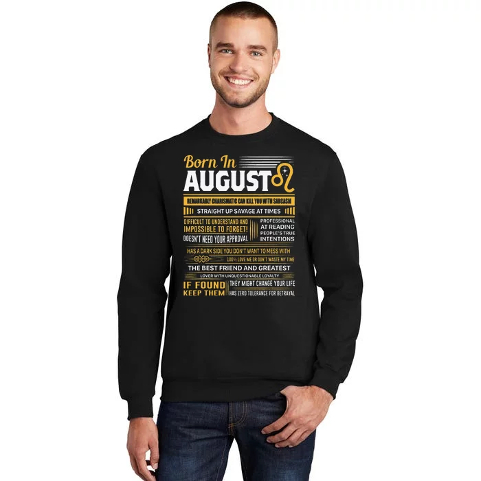 August Birthday Gifts Born In August Leo Tall Sweatshirt