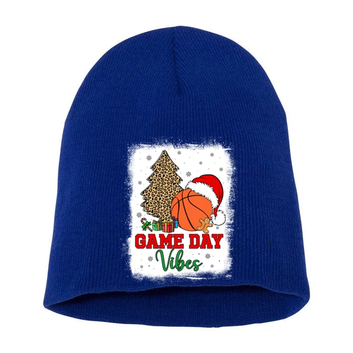 America Basketball Game Day Vibes Leopard Ball Santa Hat Gift Short Acrylic Beanie