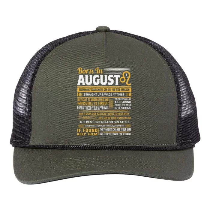 August Birthday Gifts Born In August Leo Retro Rope Trucker Hat Cap