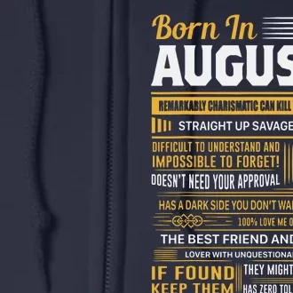 August Birthday Gifts Born In August Leo Full Zip Hoodie