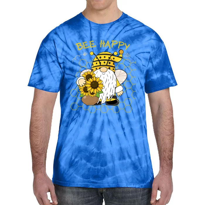 Adorable Bee Happy Bee Gnome With Sunflowers Gift Tie-Dye T-Shirt