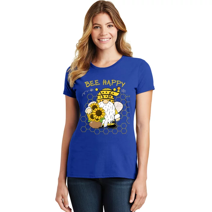 Adorable Bee Happy Bee Gnome With Sunflowers Gift Women's T-Shirt