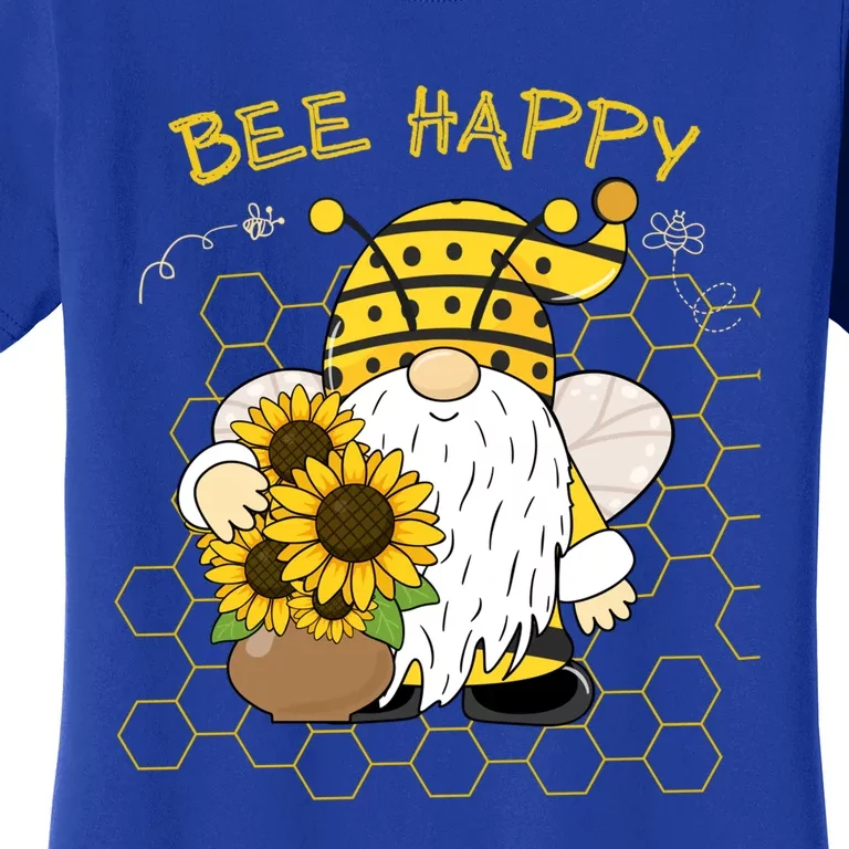 Adorable Bee Happy Bee Gnome With Sunflowers Gift Women's T-Shirt