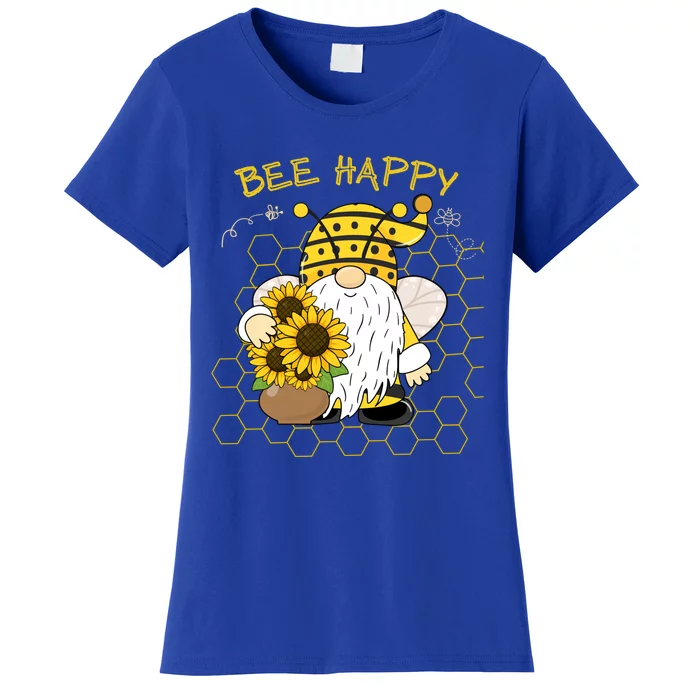 Adorable Bee Happy Bee Gnome With Sunflowers Gift Women's T-Shirt