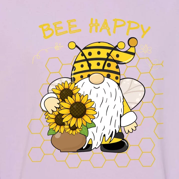 Adorable Bee Happy Bee Gnome With Sunflowers Gift Garment-Dyed Sweatshirt