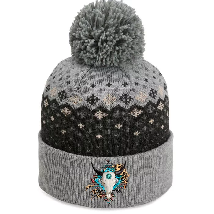 Aztec Bull Horns Pattern Design The Baniff Cuffed Pom Beanie