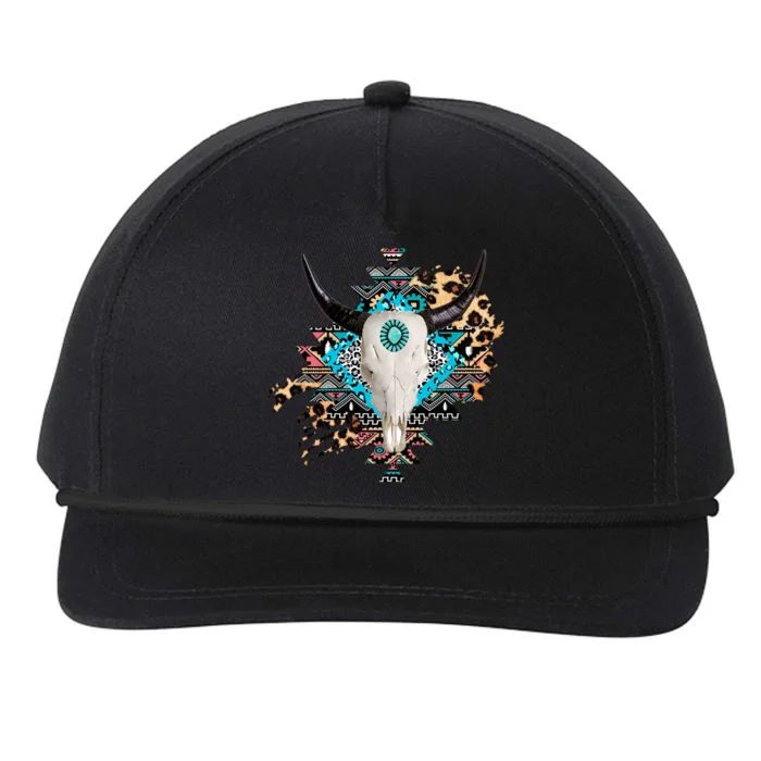 Aztec Bull Horns Pattern Design Snapback Five-Panel Rope Hat