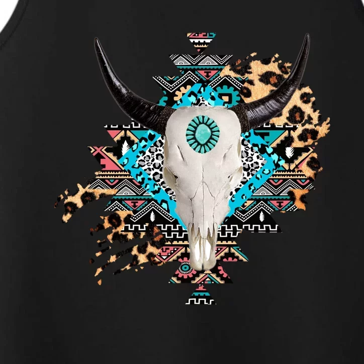 Aztec Bull Horns Pattern Design Performance Tank