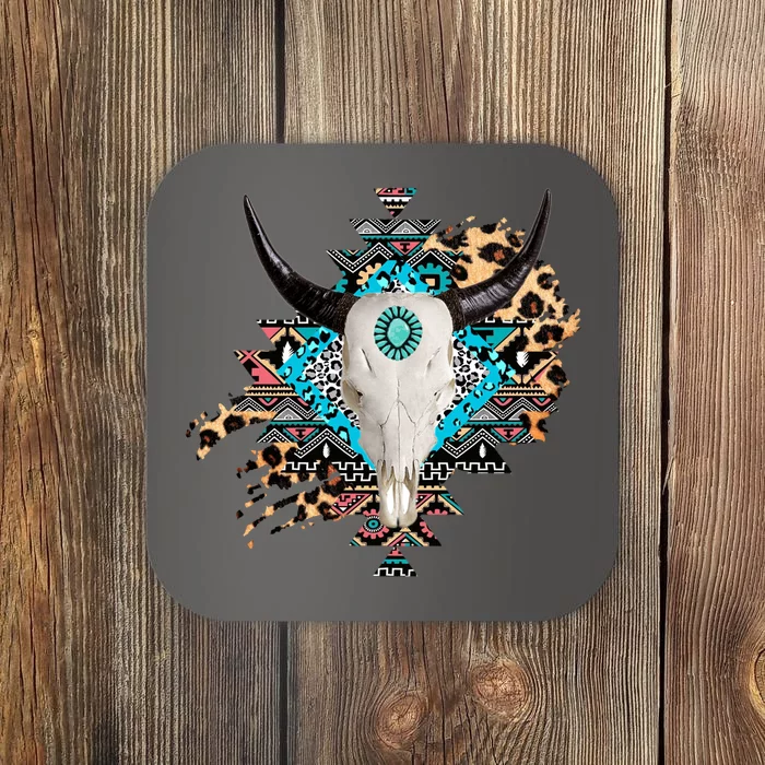 Aztec Bull Horns Pattern Design Coaster