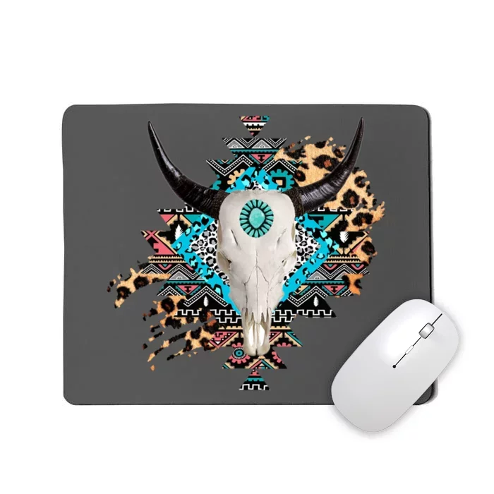 Aztec Bull Horns Pattern Design Mousepad