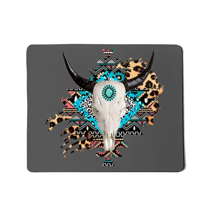 Aztec Bull Horns Pattern Design Mousepad