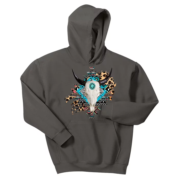 Aztec Bull Horns Pattern Design Kids Hoodie