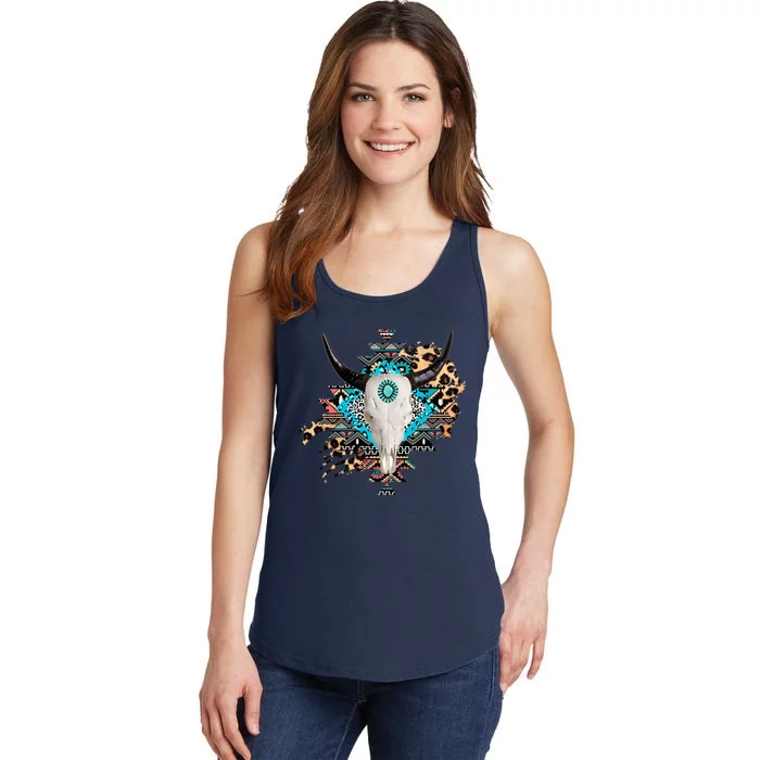 Aztec Bull Horns Pattern Design Ladies Essential Tank