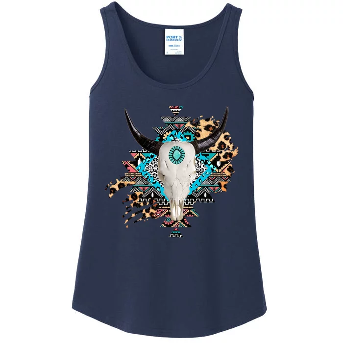 Aztec Bull Horns Pattern Design Ladies Essential Tank