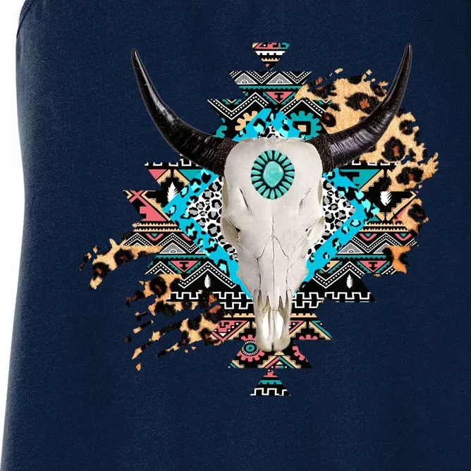 Aztec Bull Horns Pattern Design Women's Racerback Tank