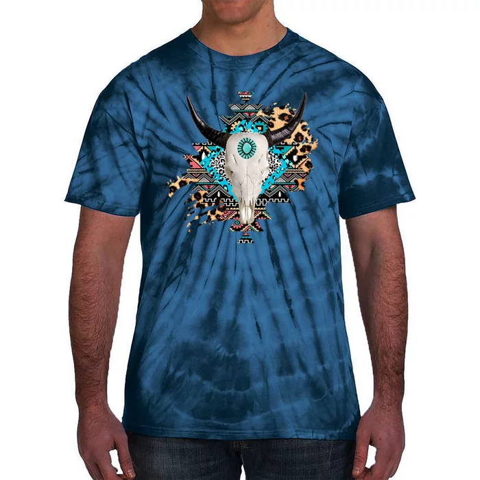 Aztec Bull Horns Pattern Design Tie-Dye T-Shirt