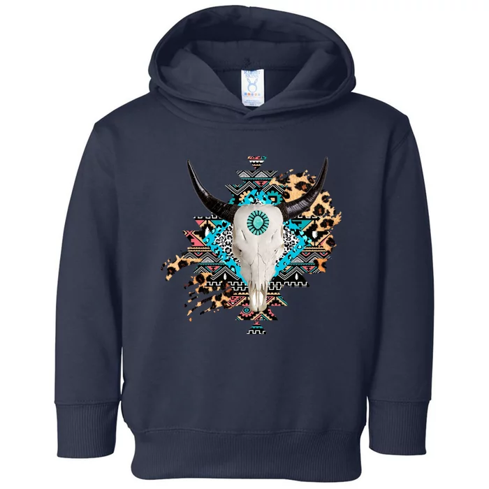 Aztec Bull Horns Pattern Design Toddler Hoodie