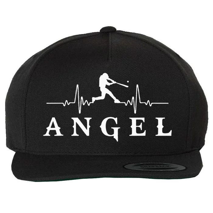 Angel Baseball Heartbeat For Baseball Players And Fans Wool Snapback Cap