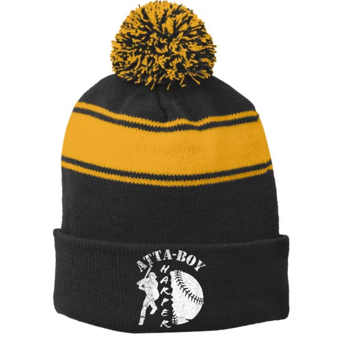 Atta Boy Harper Baseball Homerun Stripe Pom Pom Beanie