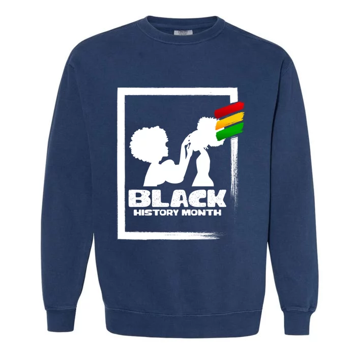 Afro Black History Month African Mom And Daughter Cute Gift Garment-Dyed Sweatshirt