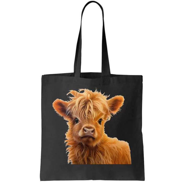 Adorable Baby Highland Cow Calf Tote Bag