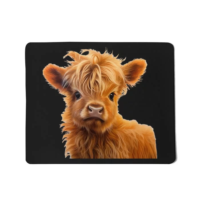 Adorable Baby Highland Cow Calf Mousepad