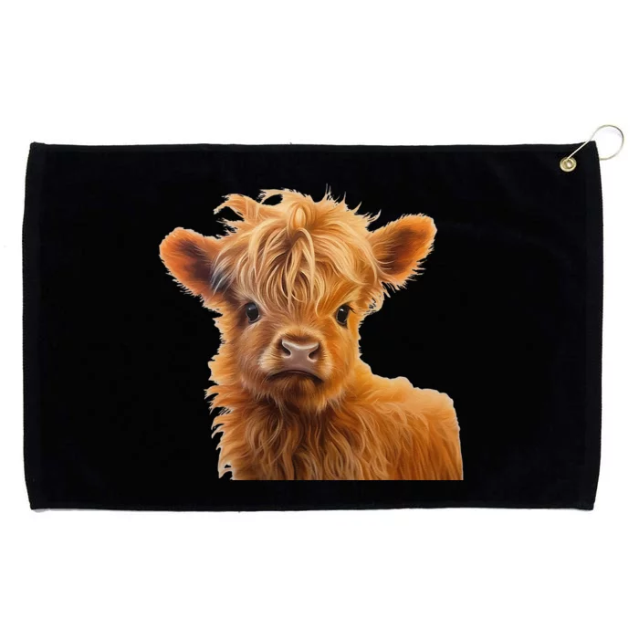 Adorable Baby Highland Cow Calf Grommeted Golf Towel