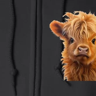 Adorable Baby Highland Cow Calf Full Zip Hoodie