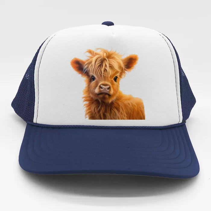 Adorable Baby Highland Cow Calf Trucker Hat