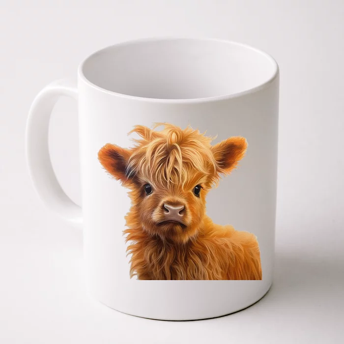 Adorable Baby Highland Cow Calf Front & Back Coffee Mug