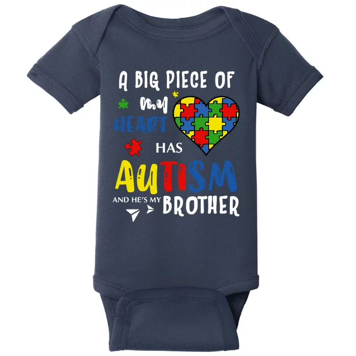 Autism Brother Heart Puzzle Autism Awareness Baby Bodysuit