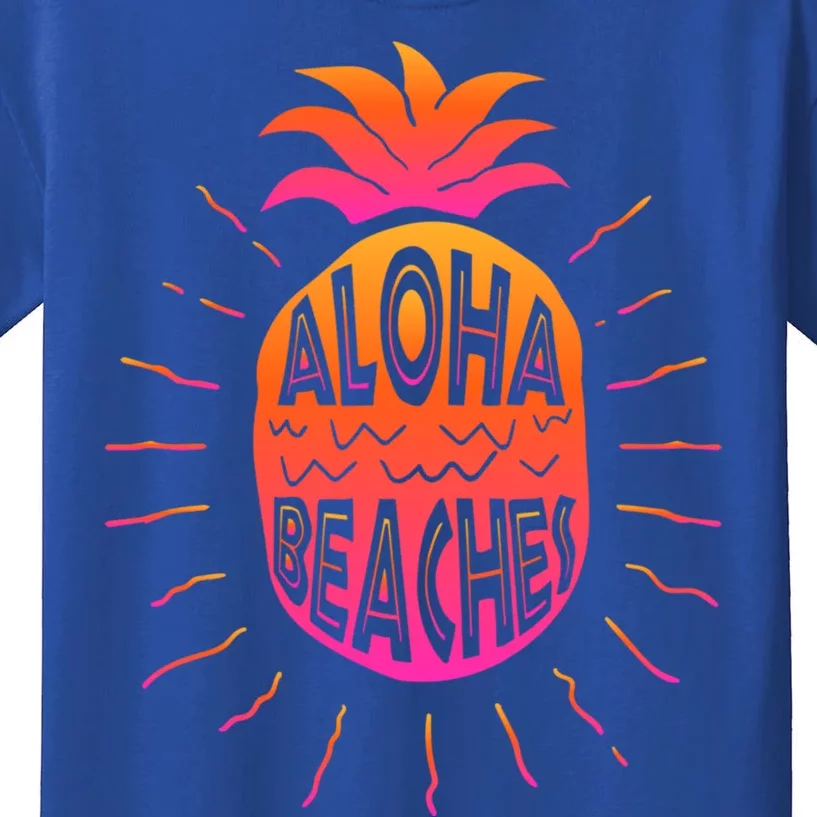 Aloha Beaches Hawaii Beach Summer Vacation Funny Gift Kids T-Shirt