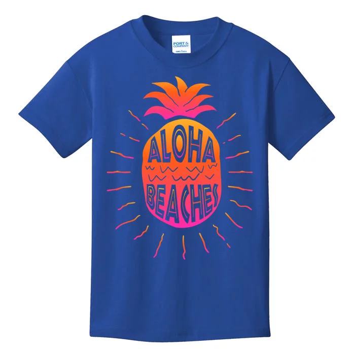 Aloha Beaches Hawaii Beach Summer Vacation Funny Gift Kids T-Shirt