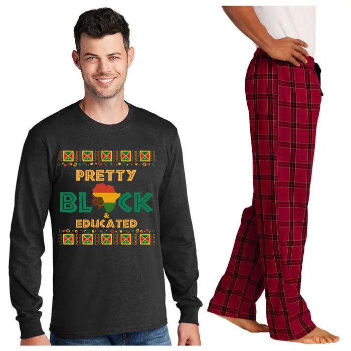 Afro Black History Month African Pretty Black And Educated Gift Long Sleeve Pajama Set