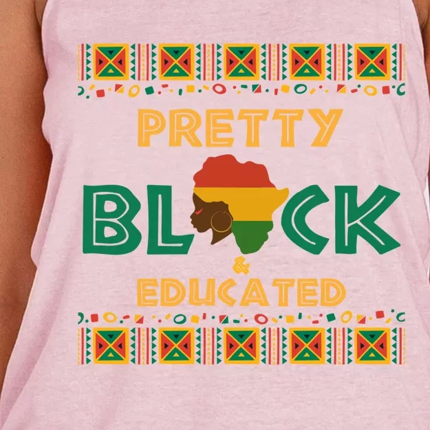 Afro Black History Month African Pretty Black And Educated Gift Women's Knotted Racerback Tank